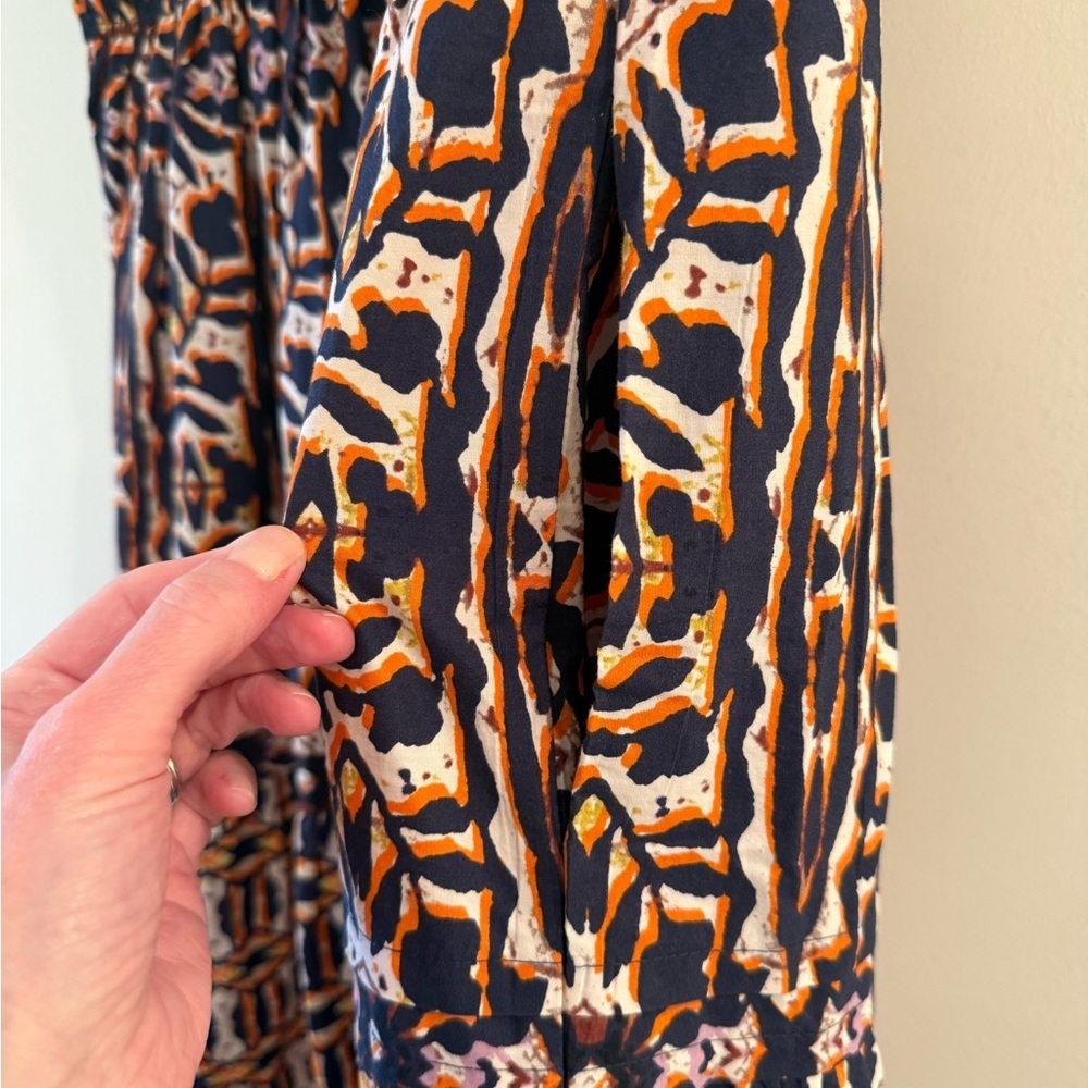 Anthropology Maeve Somerset Maxi In Orange Navy Print Dress - Picture 9 of 15